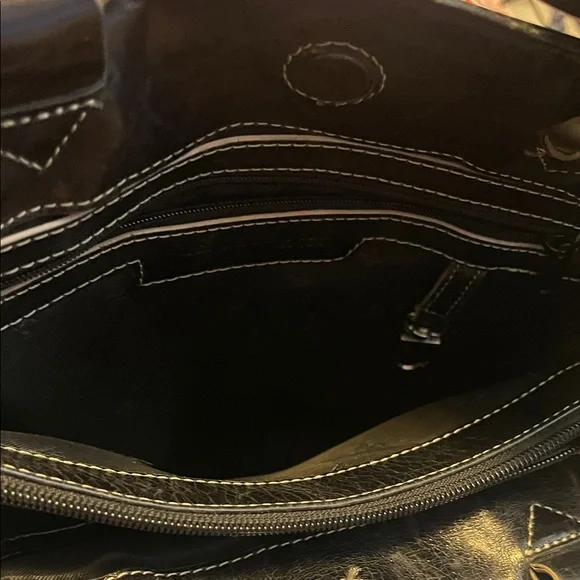 Kenneth Cole Black Leather Tote Bag - Picture 3 of 9